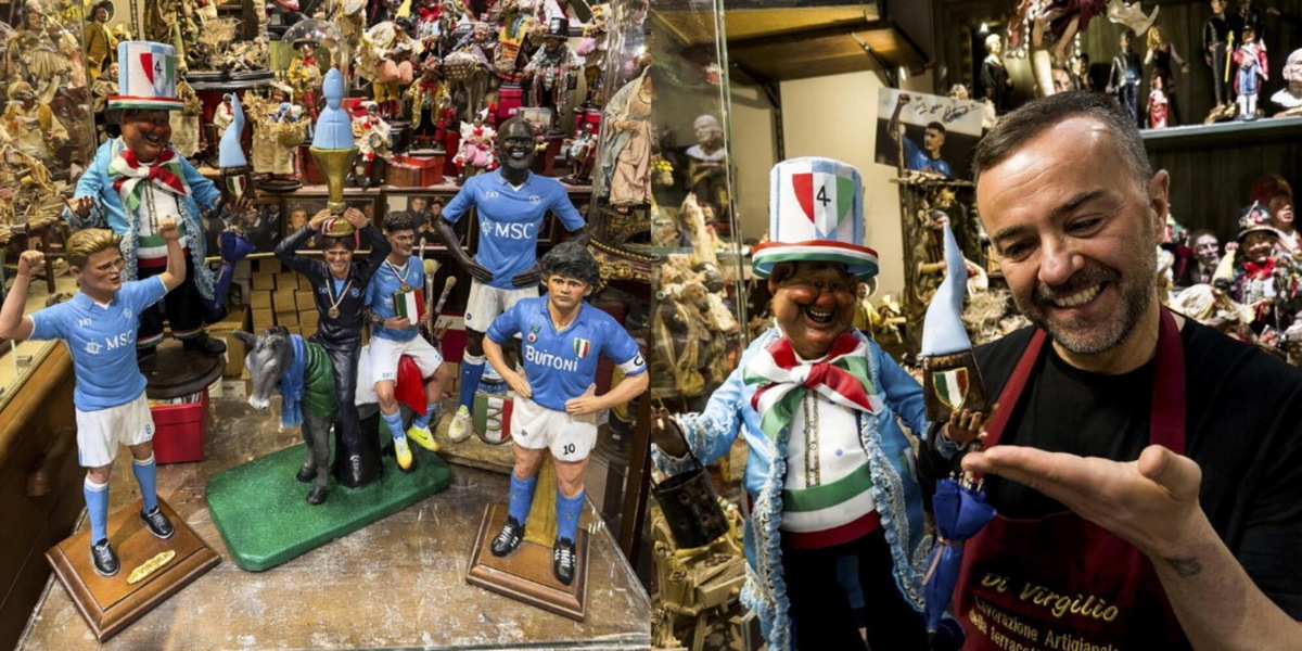 Il Napoli vince lo scudetto ed è già nel presepe napoletano