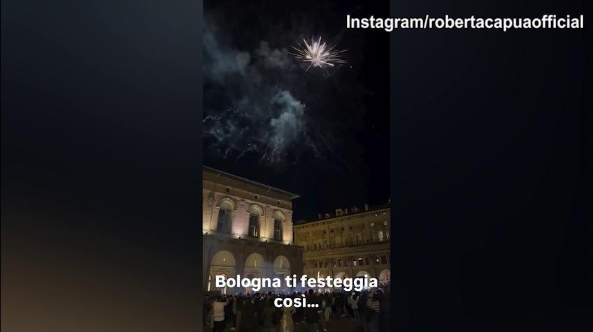 Napoli, ecco i festeggiamenti a Bologna ripresi da Roberta Capua