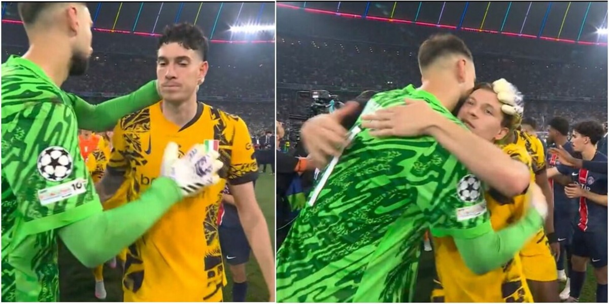 Donnarumma consola i giocatori dell'Inter: il bel gesto durante la premiazione