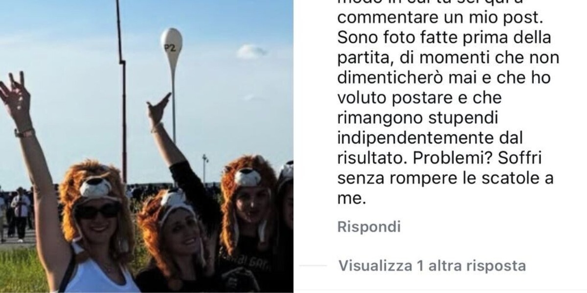 La moglie di Acerbi e i selfie con il cappello da leone dopo la sconfitta: il durissimo botta e risposta