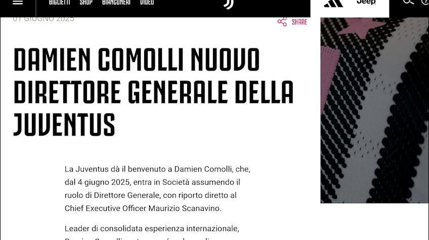 Juventus, ufficiale: Comolli nuovo direttore generale