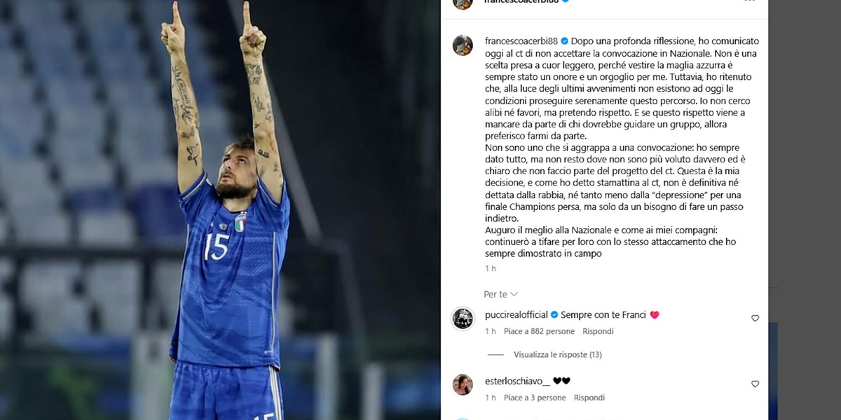 Scontro Acerbi-Spalletti: la dura risposta social del difensore al ct