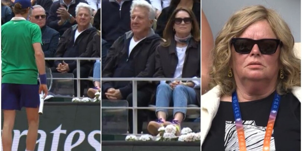 Sinner gli passa davanti, lo sguardo estasiato di Dustin Hoffman diventa virale. E la mamma di Jannik in tribuna...