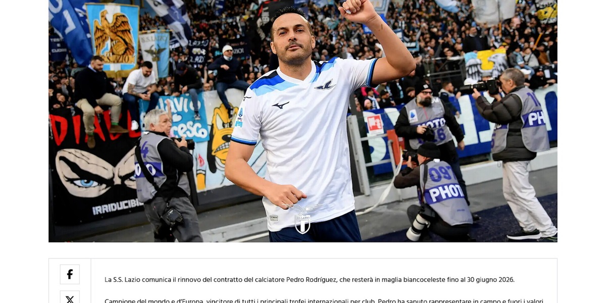 Lazio, Pedro rinnova fino al 2026