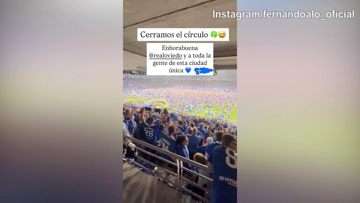 Il Real Oviedo torna in Liga: Fernando Alonso festeggia la promozione dalla tribuna