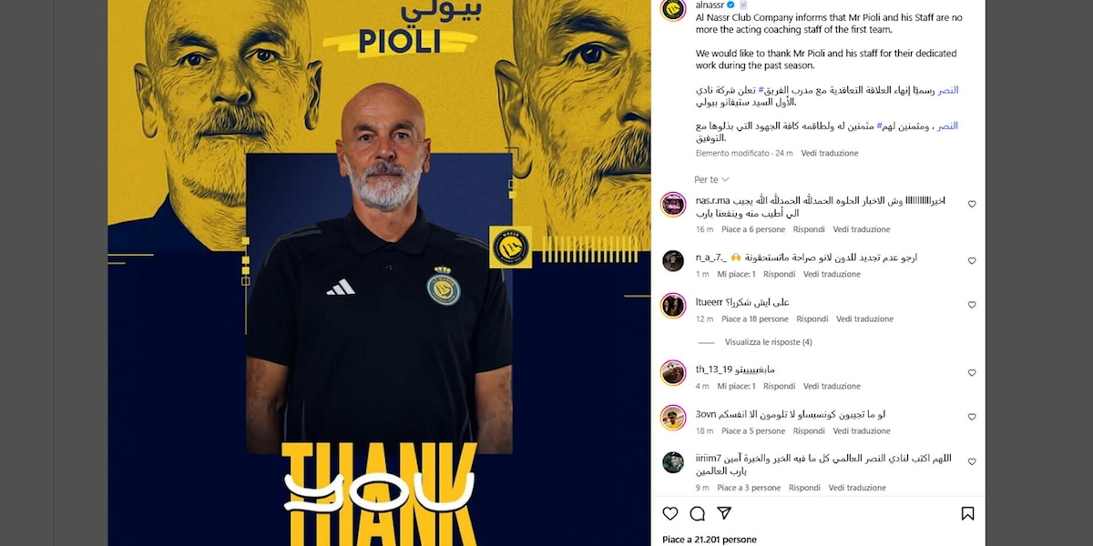 Ufficiale: l'Al-Nassr e Pioli si separano