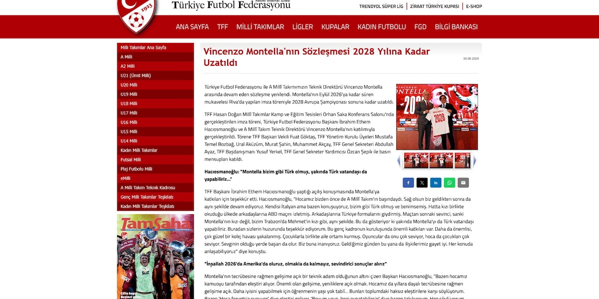 Ufficiale: Montella-Turchia, avanti fino al 2028