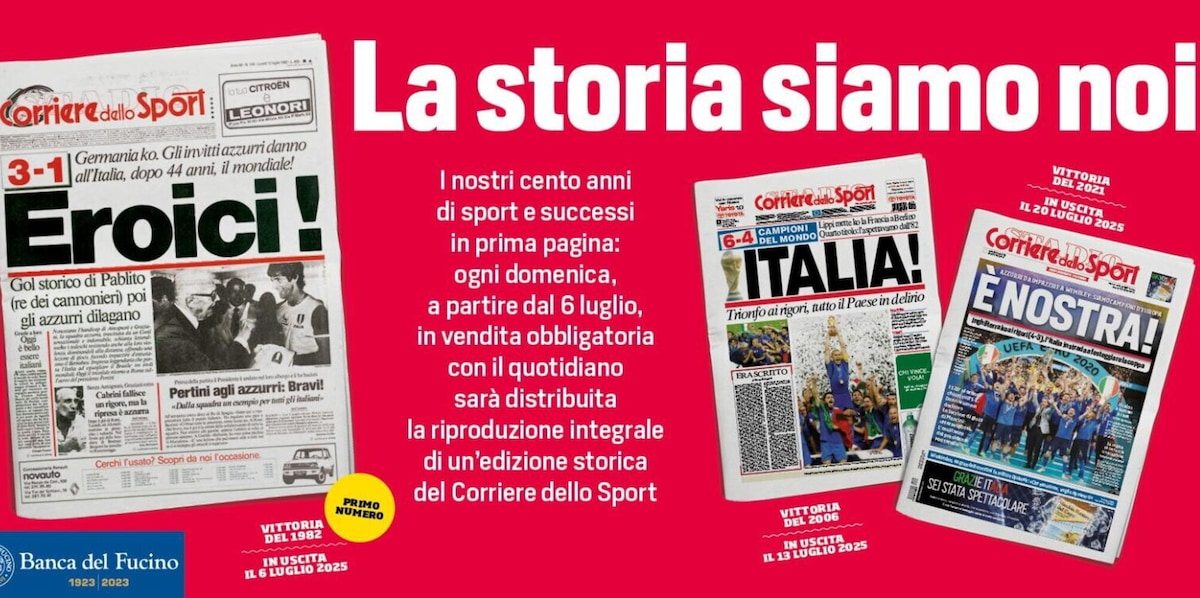 Un secolo di sport da rivivere in edicola con le copie anastatiche del Corriere dello Sport-Stadio