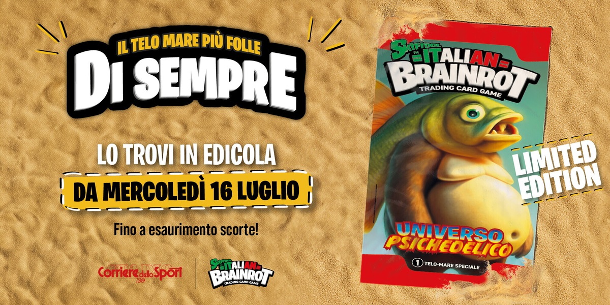 Telo mare di Skifidol Italian Brainrot, in edicola con il Corriere dello Sport-Stadio!