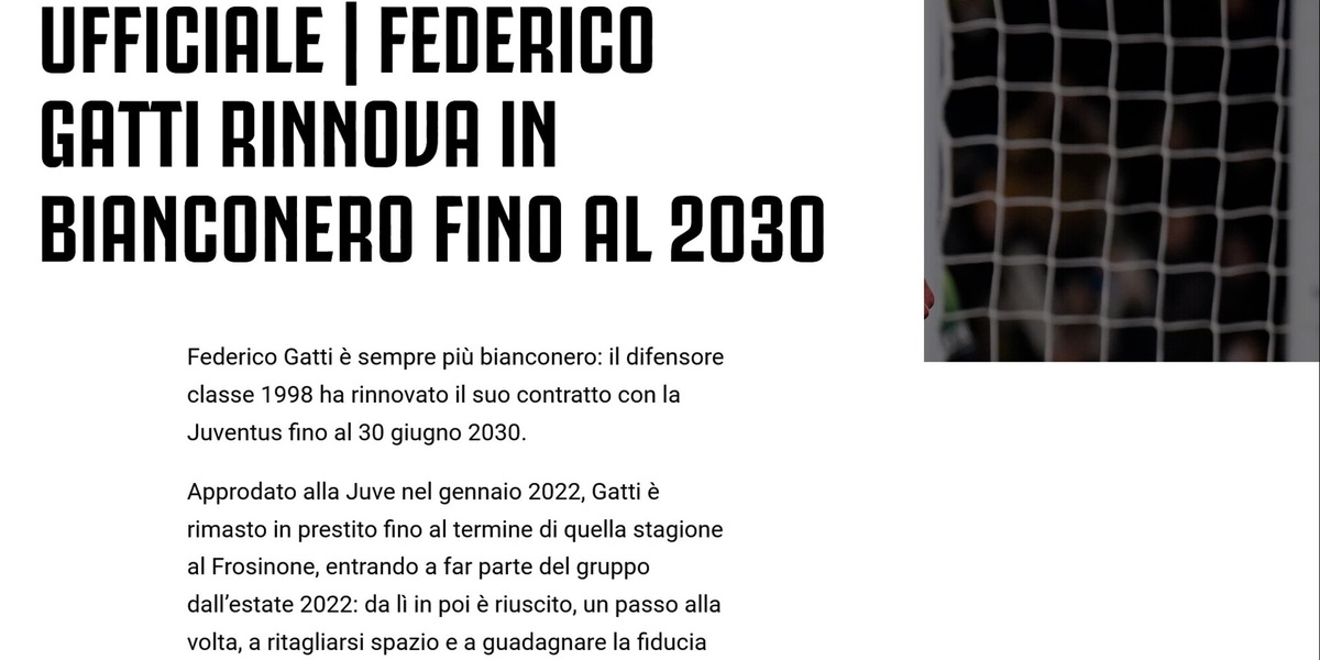 Ufficiale: Juve-Gatti, avanti fino al 2030