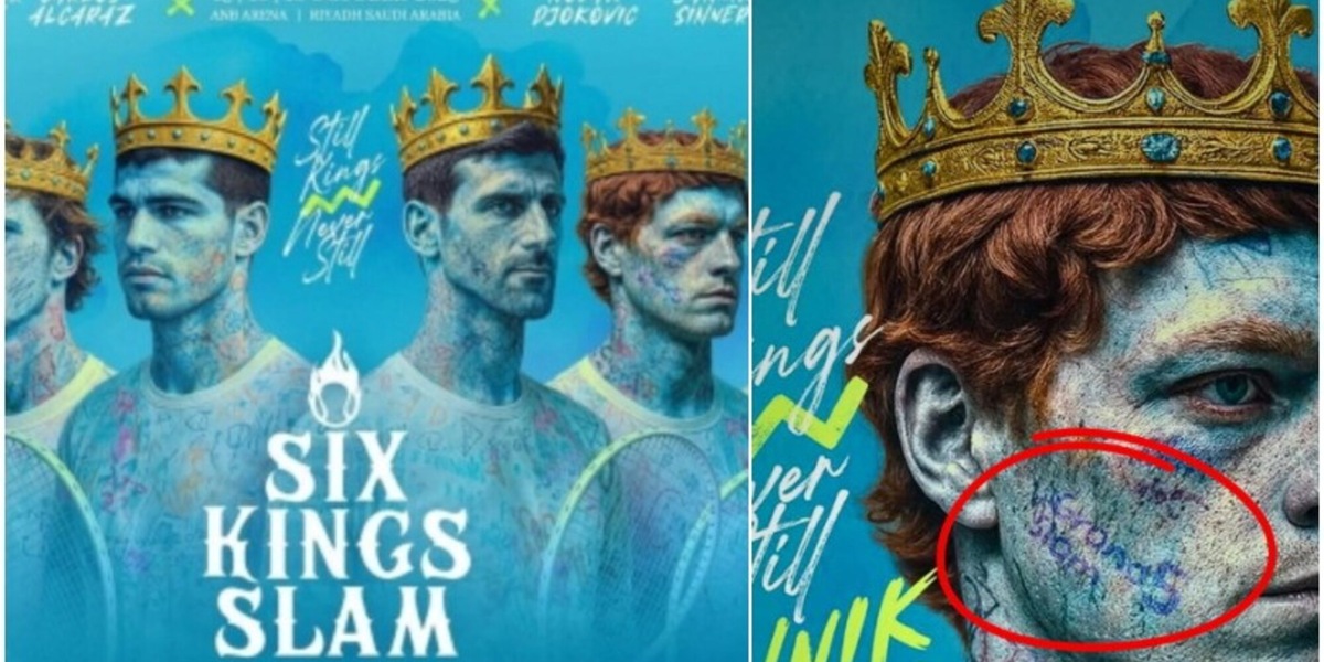 Sinner e il mistero sulla locandina del Six Kings Slam: l'errore sul suo volto fa discutere i social