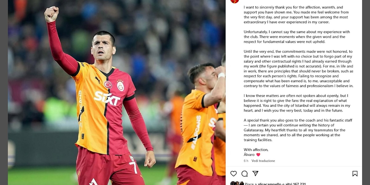 Morata attacca il Galatasaray: il duro sfogo sui social