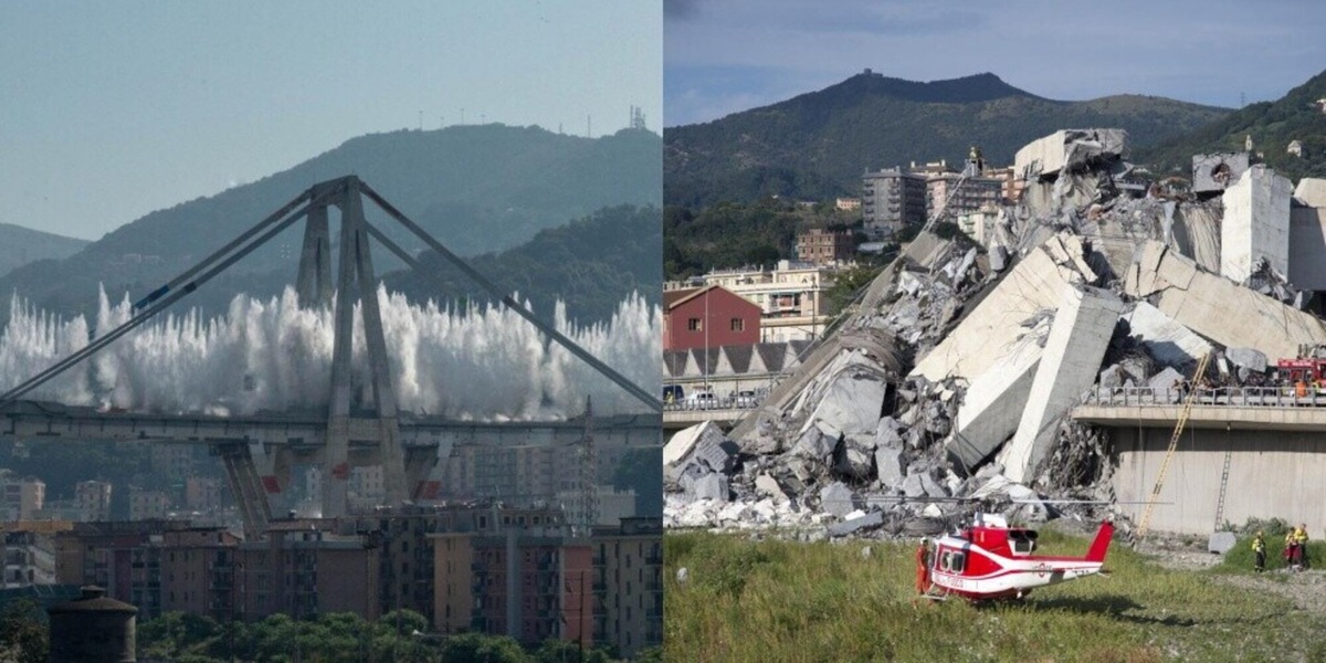 Sette anni fa il crollo del ponte Morandi a Genova: le foto di quella spaventosa giornata