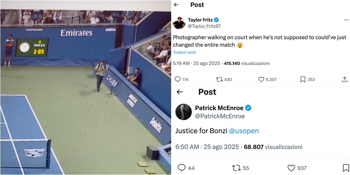 Il fotografo in campo nel match point con Medvedev diventa un caso: da Fritz a McEnroe, tutti con Bonzi