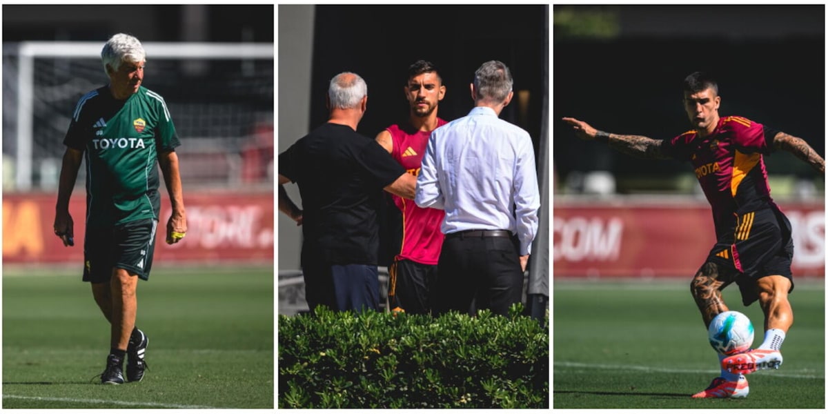 Roma, Ranieri e Massara a Trigoria: le foto dell'allenamento all'antivigilia del derby