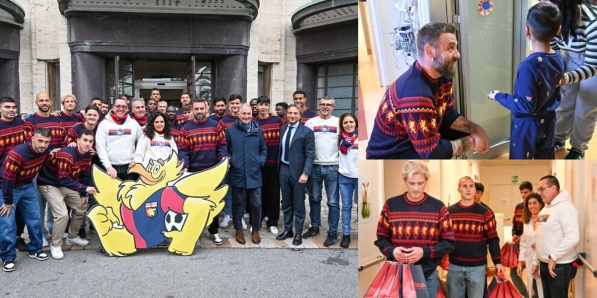 Il Genoa in visita ai bambini dell'ospedale Gaslini per Natale. E De Rossi riconosce anche un piccolo romanista