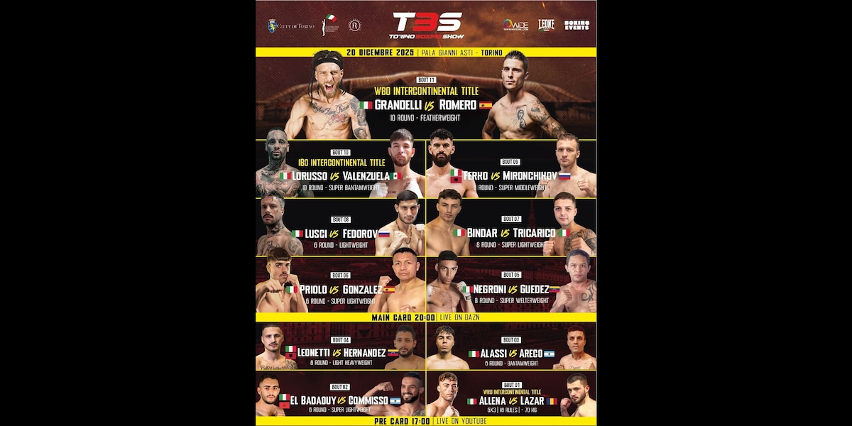 Torino capitale della boxe: il 20 dicembre debutta al Pala Asti il Torino Boxing Show