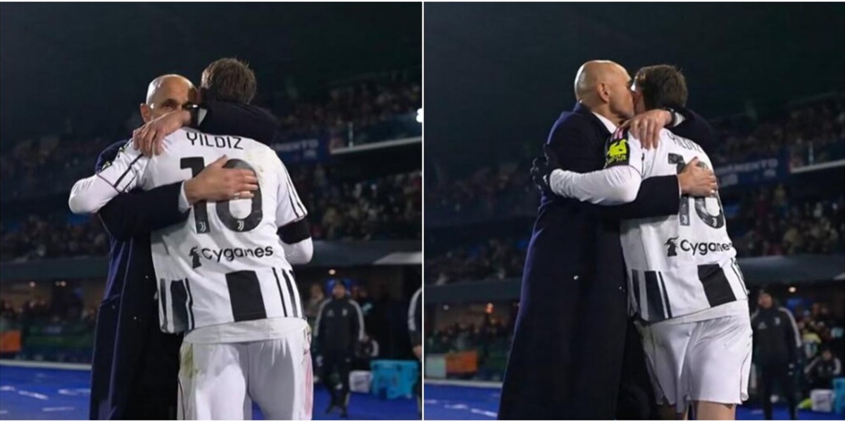 Spalletti bacia Yildiz durante Pisa-Juve: la foto è virale