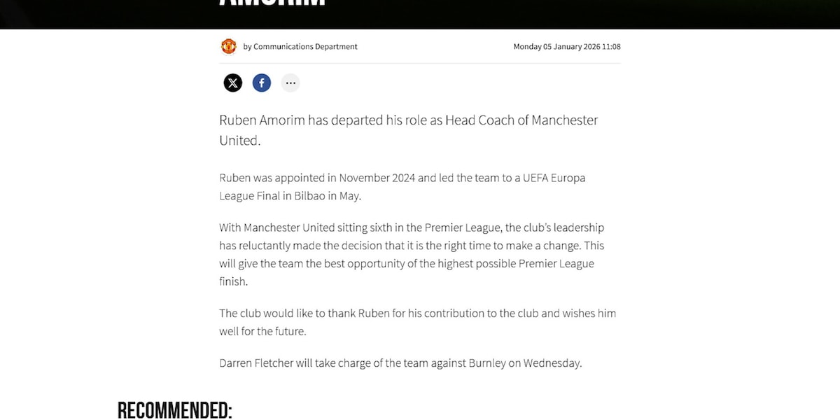 Manchester United, ufficiale: Amorim è stato esonerato