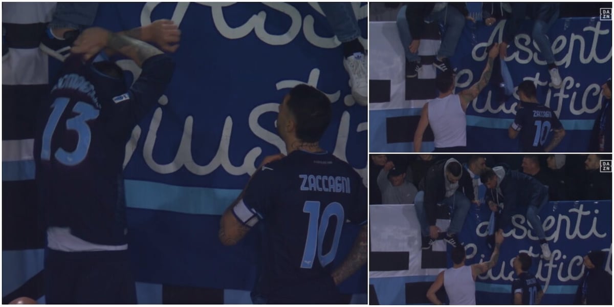 Romagnoli e la maglia regalata ai tifosi della Lazio prima dell'addio