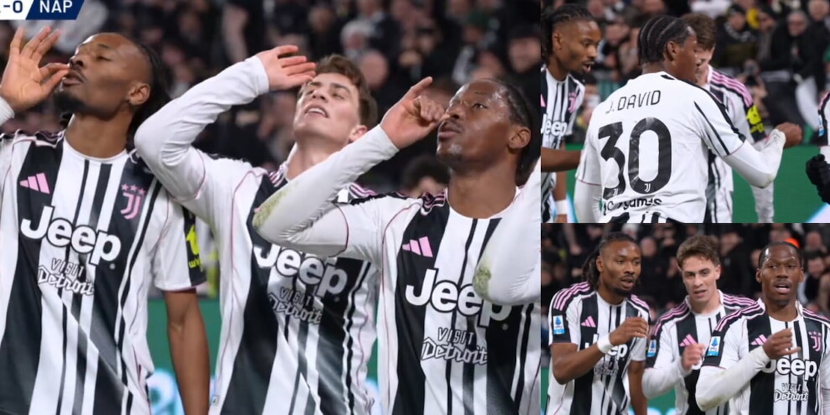David sblocca Juve-Napoli e "serve" il caffè: le foto della particolare esultanza dopo il gol