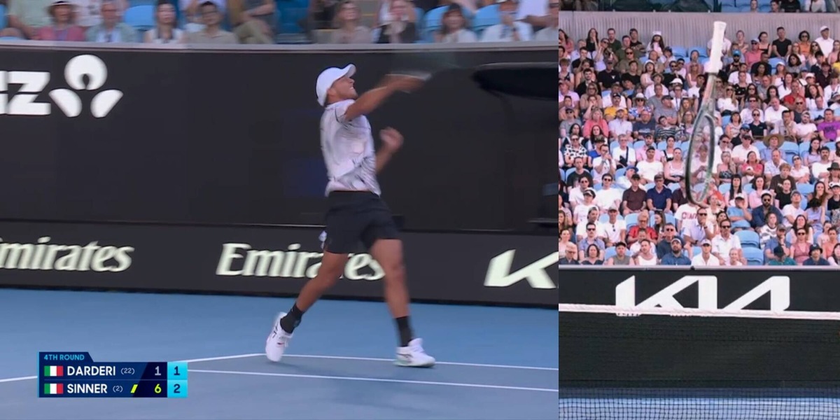 Australian Open, Darderi frustrato lancia la racchetta: la reazione di Sinner dice tutto