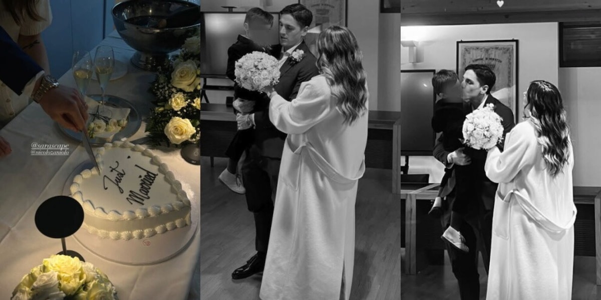 Zaniolo, matrimonio a sorpresa con la sua Sara: il sì, i festeggiamenti e la torta a forma di cuore