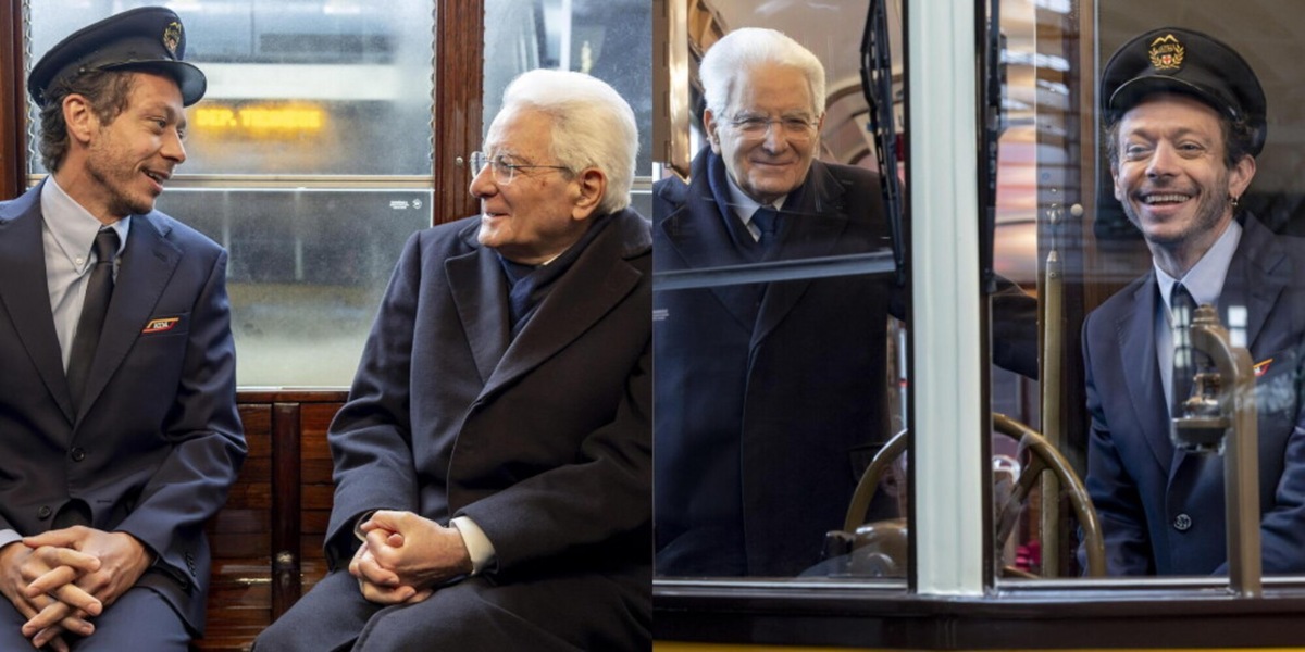Sorpresa alle Olimpiadi: Mattarella arriva con un tram guidato da Valentino Rossi