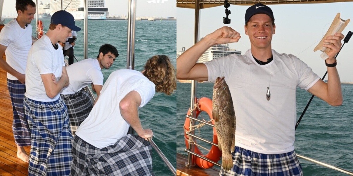 Sinner e Alcaraz a pesca insieme a Doha: sorrisi e grandi risate con Medvedev e Rublev