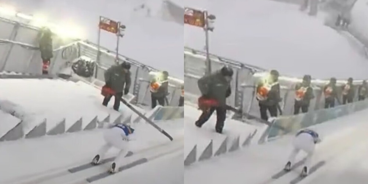 Incidente horror sfiorato per l'atleta Usa: il salto con gli sci poteva essere drammatico per una distrazione