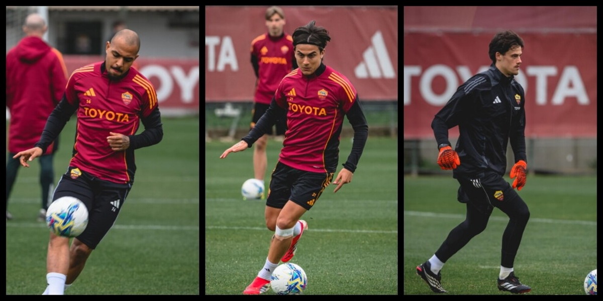Dybala in campo in vista di Roma-Juve: le foto dell'allenamento a Trigoria