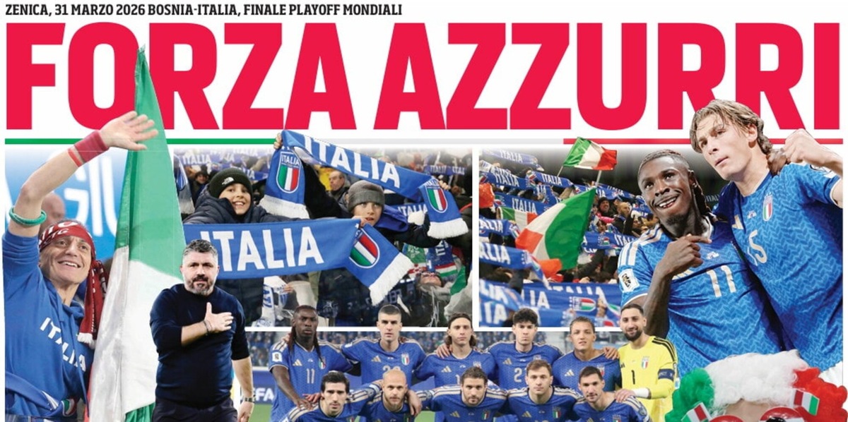 Oggi in edicola al centro del giornale c'è il poster FORZA AZZURRI