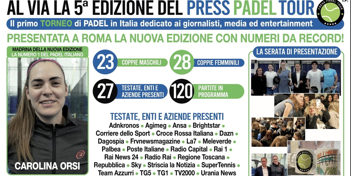 Press Padel Tour, a Roma al via la quinta edizione
