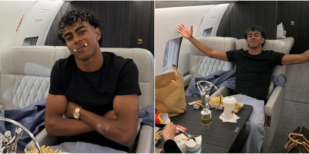 “Vi sembra professionale?”, bufera su Yamal per una foto prima dell’infortunio: in jet con cibo spazzatura