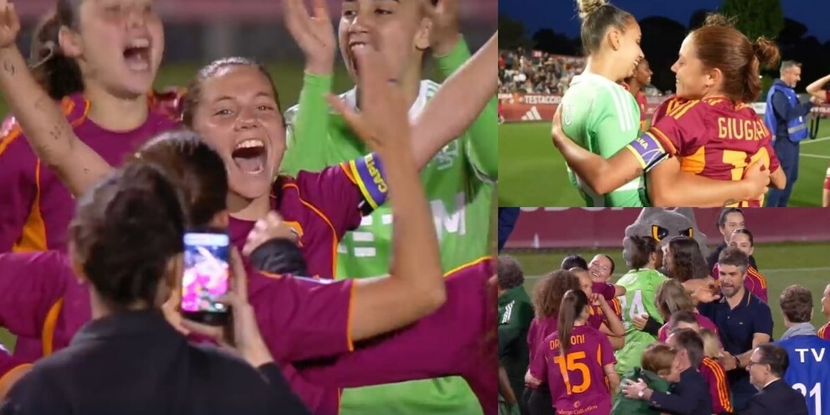 La festa della Roma femminile per lo scudetto: pazza gioia al Tre Fontane