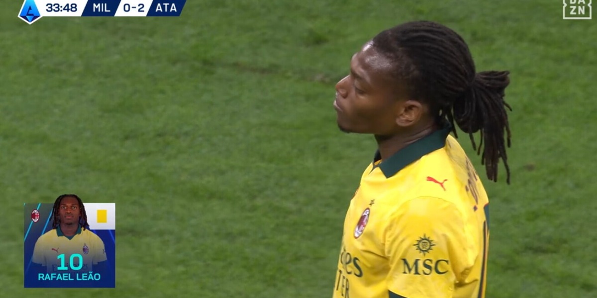Leao ammonito contro l'Atalanta, era diffidato: salta Genoa-Milan