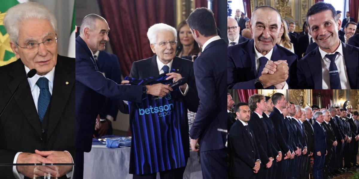 Lazio e Inter in visita da Mattarella al Quirinale prima della finale di Coppa Italia: tutte le foto
