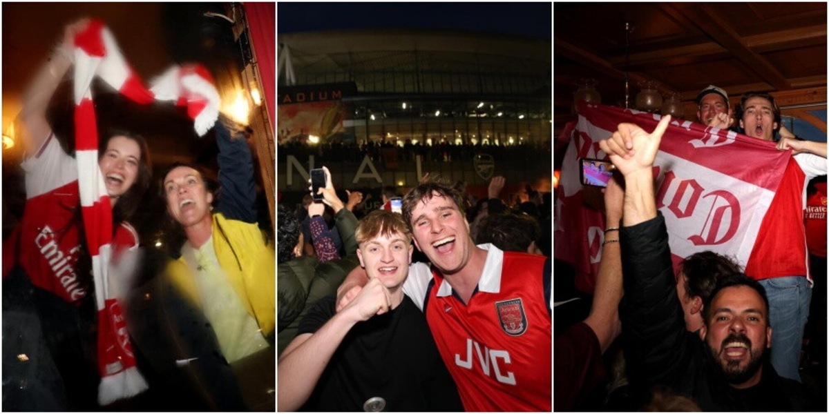 Lacrime, birre e festa: i tifosi dell'Arsenal impazziscono all'Emirates