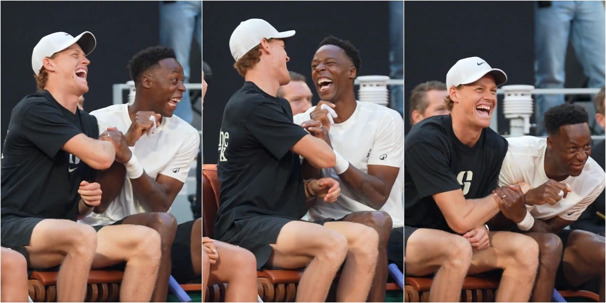 Sinner e Monfils piegati in due dalle risate: Jannik l'amico speciale di Gael per la serata d'addio al Roland Garros