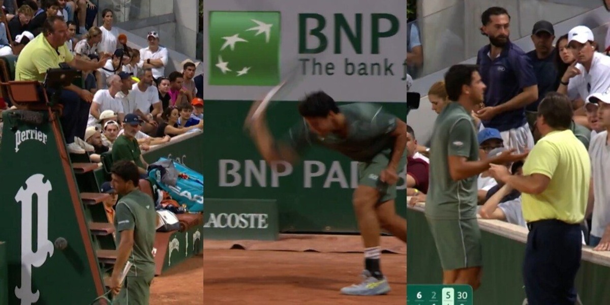 Darderi fuori di sé, hanno dovuto fermarlo al Roland Garros: sbatte la racchetta e poi va dritto verso un tifoso