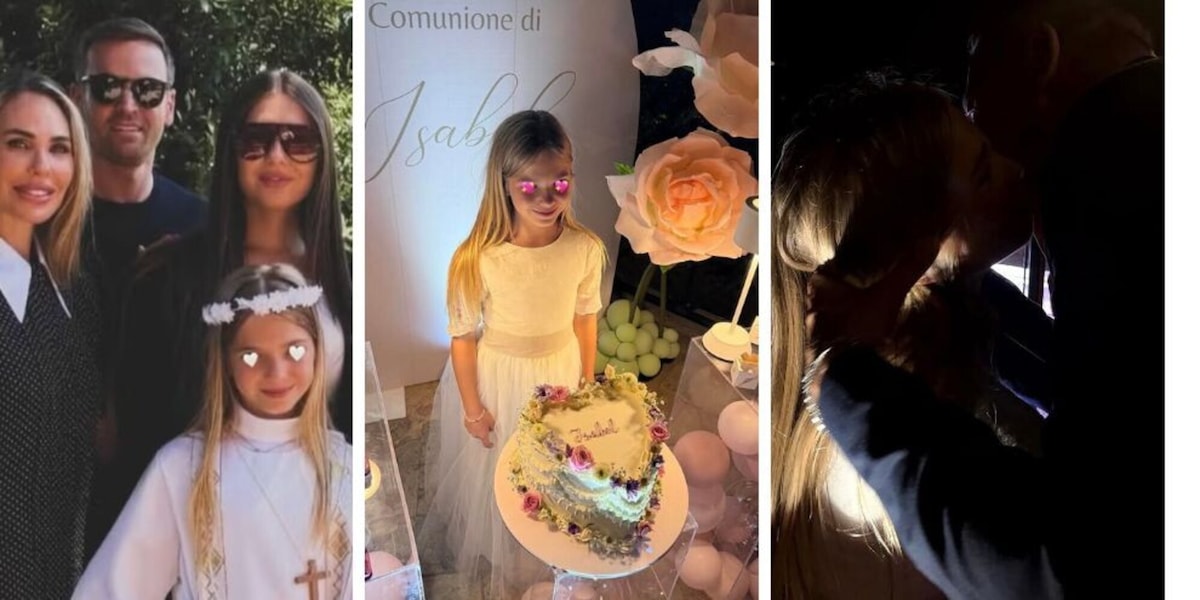 La comunione di Isabel Totti: gli abiti, la bomboniera, le foto della festa e il bacio con papà Francesco che spazza via le bugie