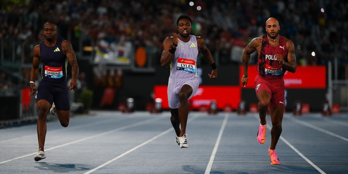 Lyles batte Jacobs al Golden Gala: fantastico 9"88 allo Stadio Olimpico