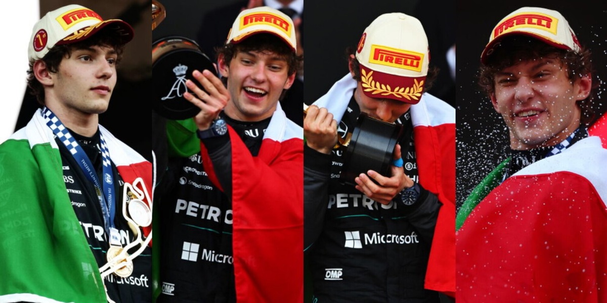 Kimi Antonelli, Monte-Carlo è tua! Che festa sul podio con Hamilton e Wolff, tutte le immagini da Monaco
