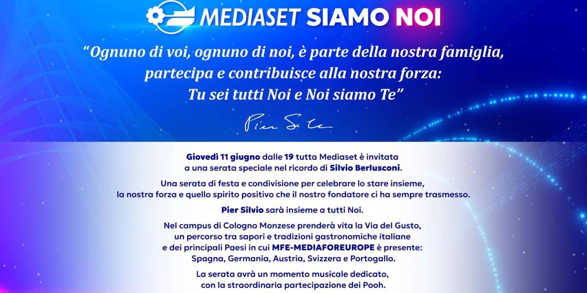Pier Silvio Berlusconi riunisce l'azienda, l'11 giugno serata in ricordo del fondatore