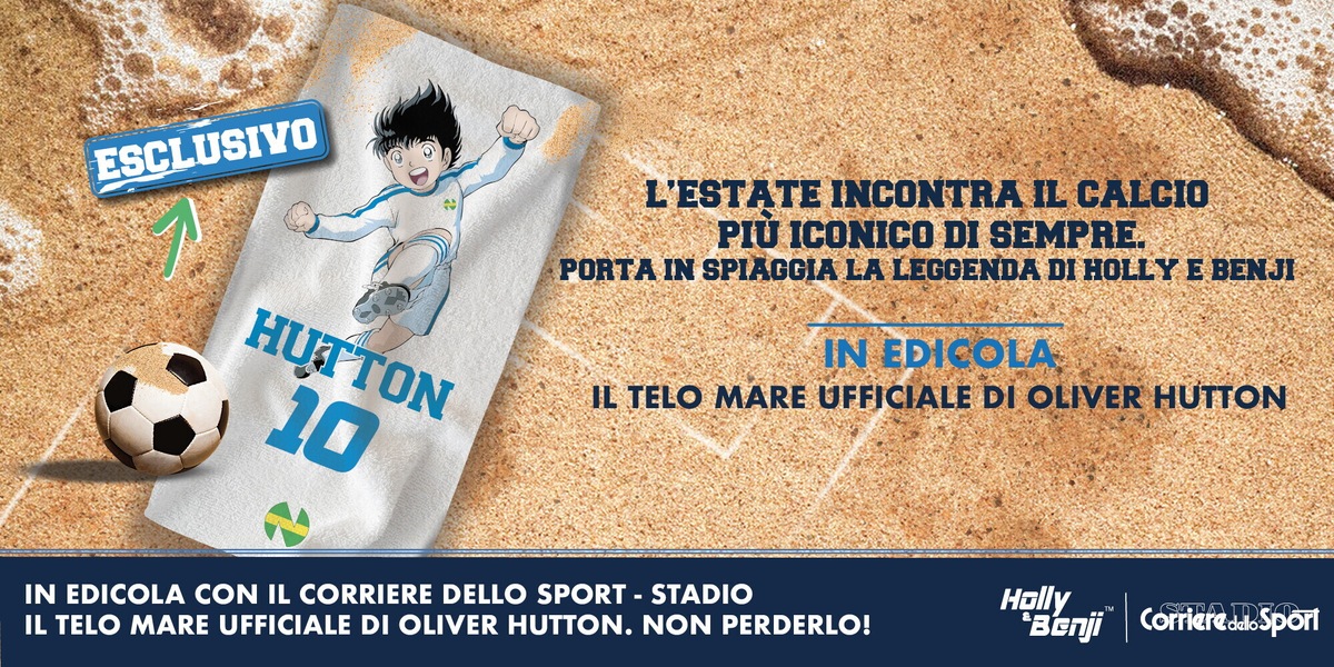Il telo mare ufficiale di Oliver Hutton è in edicola con il Corriere dello Sport