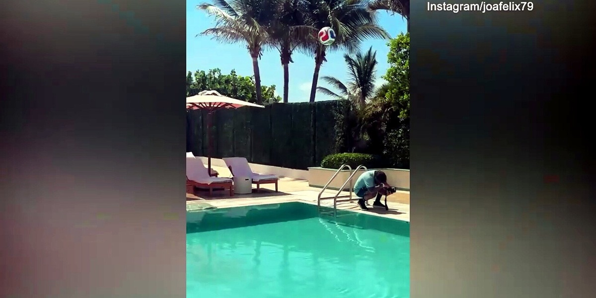 Joao Felix, calcio spettacolo a bordo piscina
