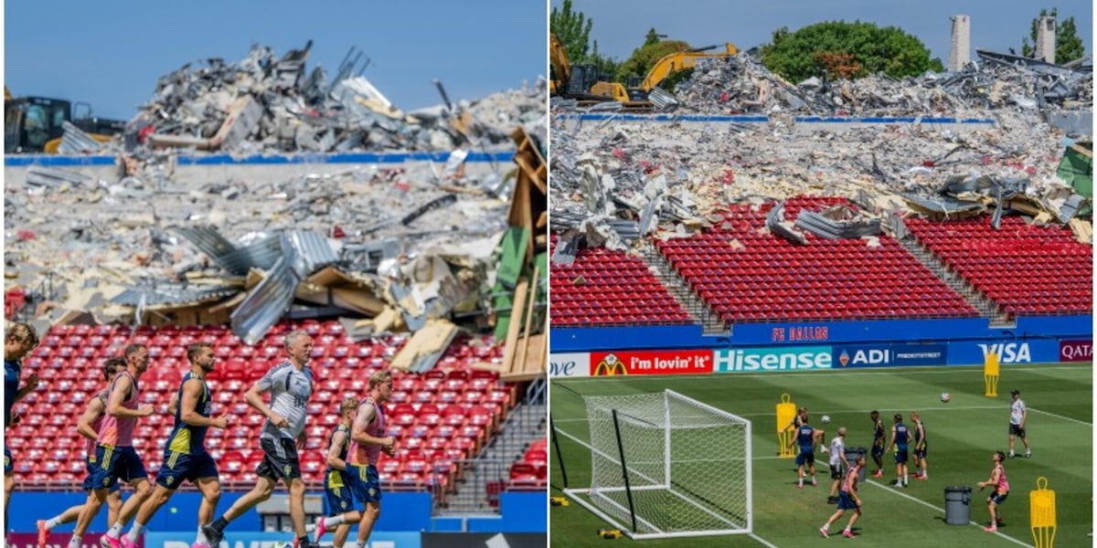 Le foto della Svezia fanno discutere: i giocatori si allenano tra le rovine di uno stadio a Dallas!