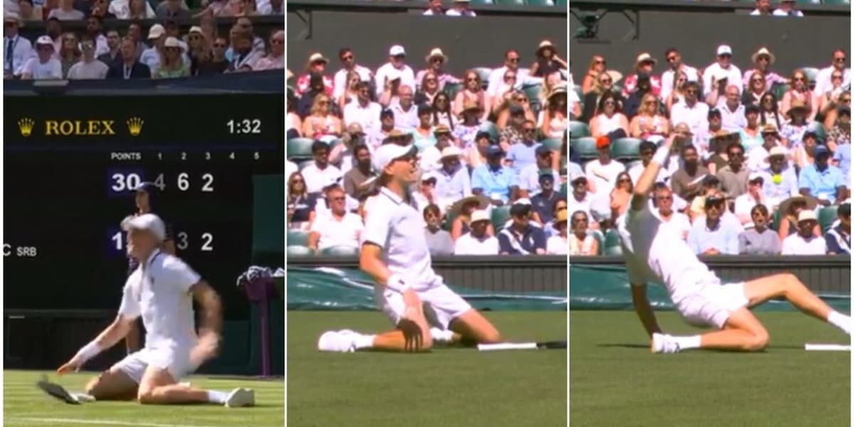 Sinner scivola sull'erba, cade male a Wimbledon e spaventa tutti