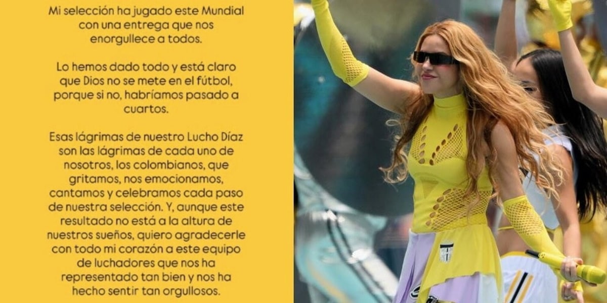Shakira, messaggio alla Colombia dopo l'eliminazione ai Mondiali: "Le lacrime di Luis Diaz sono le nostre"