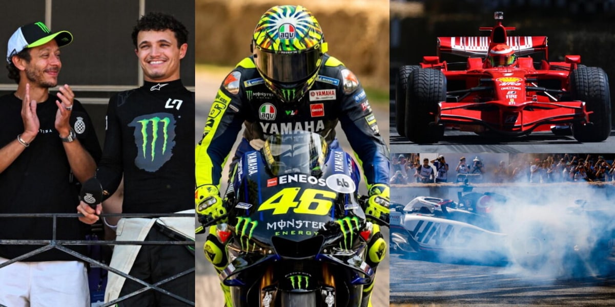 Da Valentino Rossi a Lando Norris tra burnout e velocità: che spettacolo al Festival di Goodwood